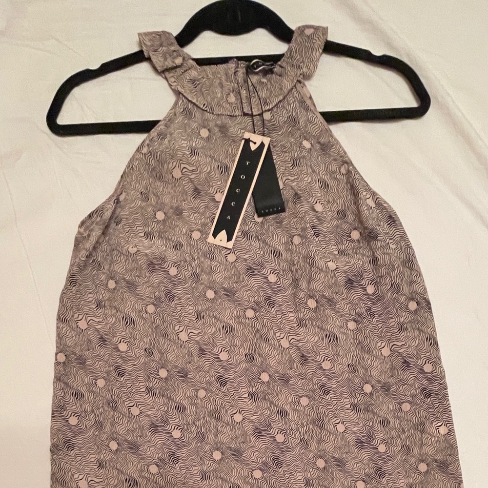 NWT Tocca 100% silk top, size 4, beige and black - Picture 5 of 13